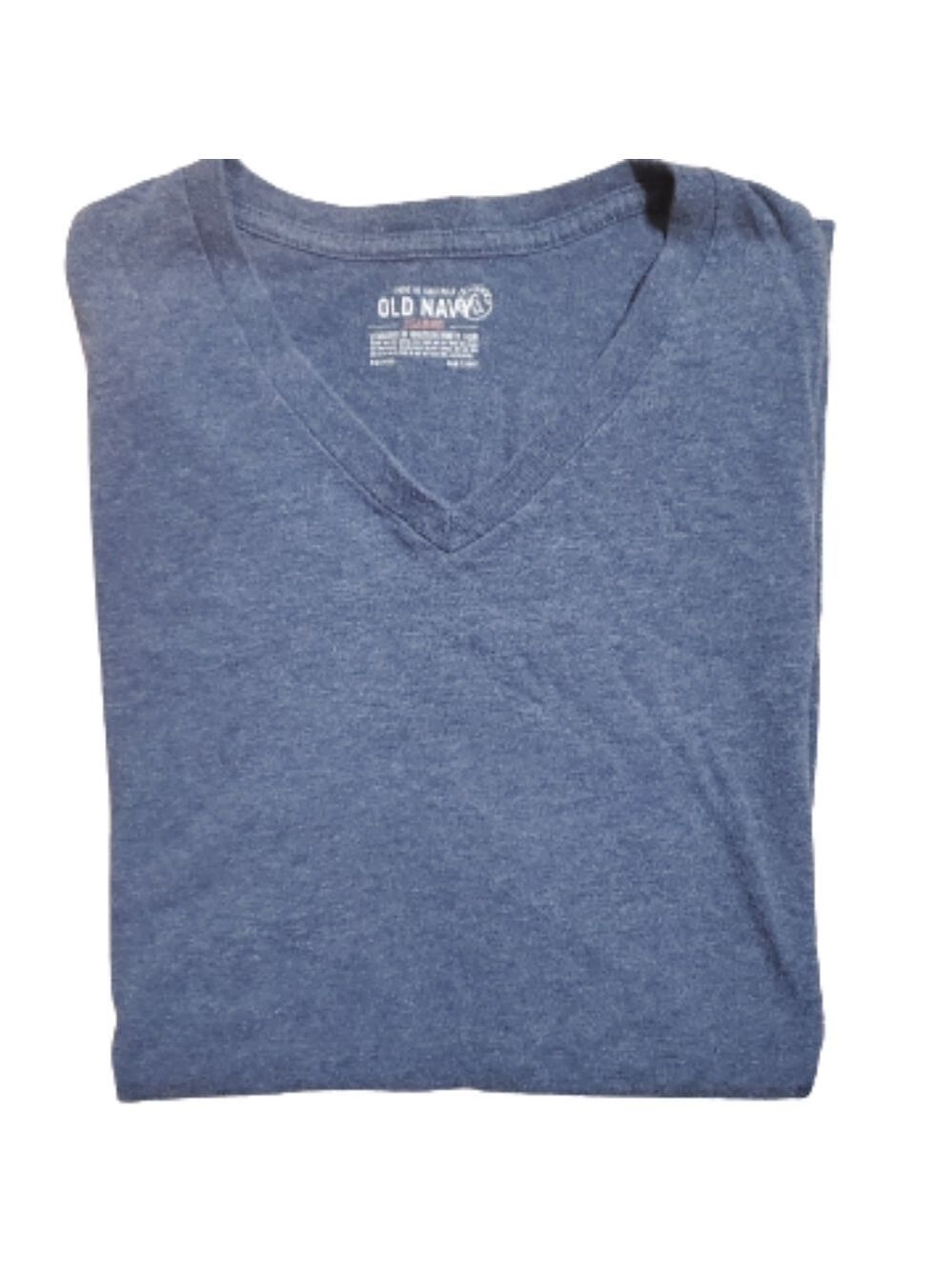 Old Navy V Neck Heather Smokey Blue Cotton Short Sleeve T-Shirt Size XL - Picture 3 of 4